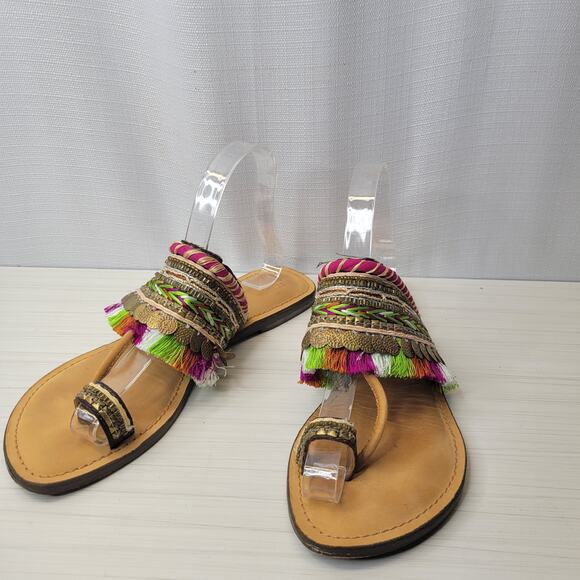 Z&L Boho Embroidered Single Toe Flat Sandals, 39 - Picture 1 of 9